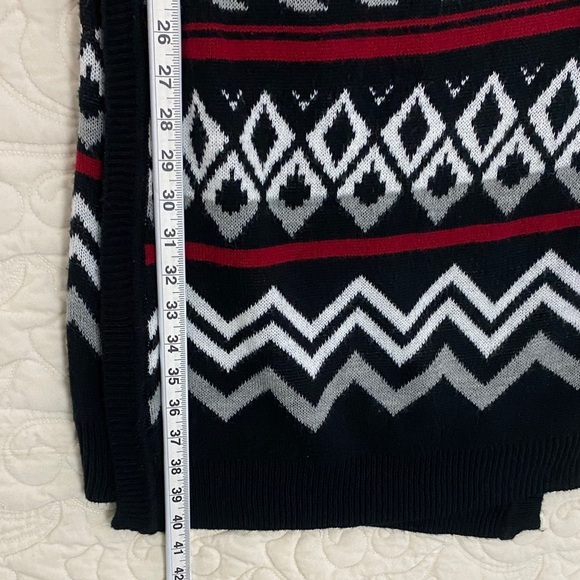 SWS Duster Cardigan Aztec Pattern Waterfall Front Size Large Knit Sweater - Picture 6 of 7